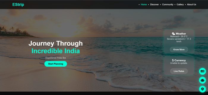 Estrip AI travel platform dashboard preview
