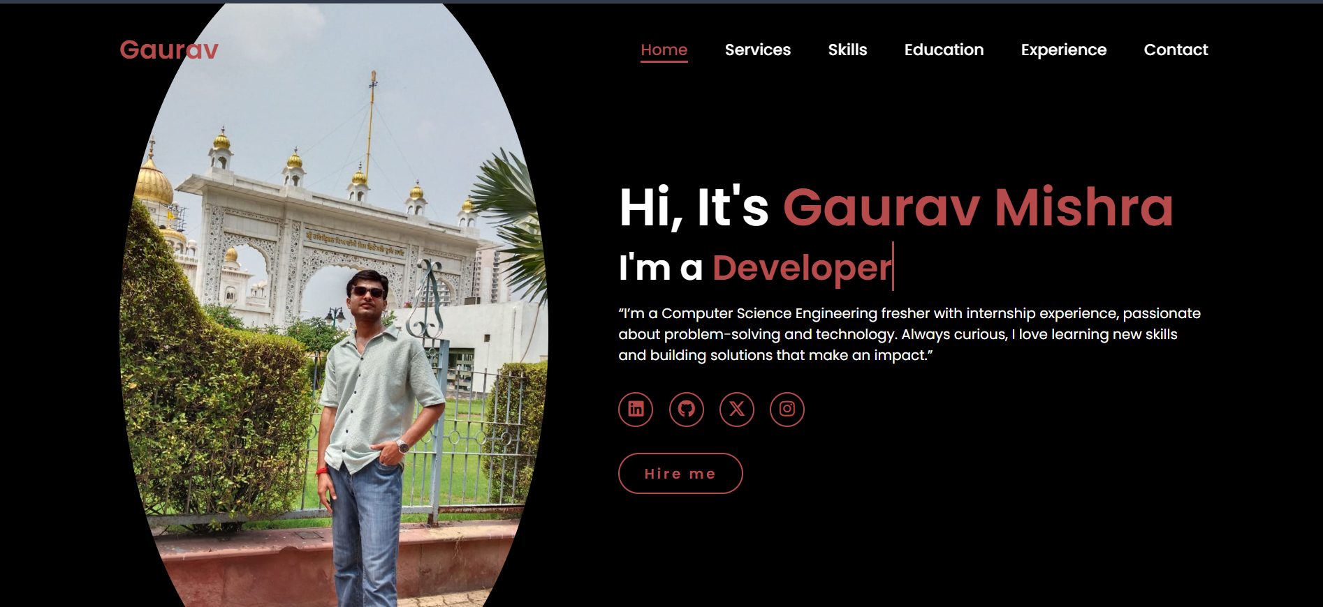 Developer portfolio website screenshot
